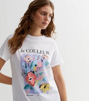 New Look White La Couleur Floral Art Logo T-Shirt